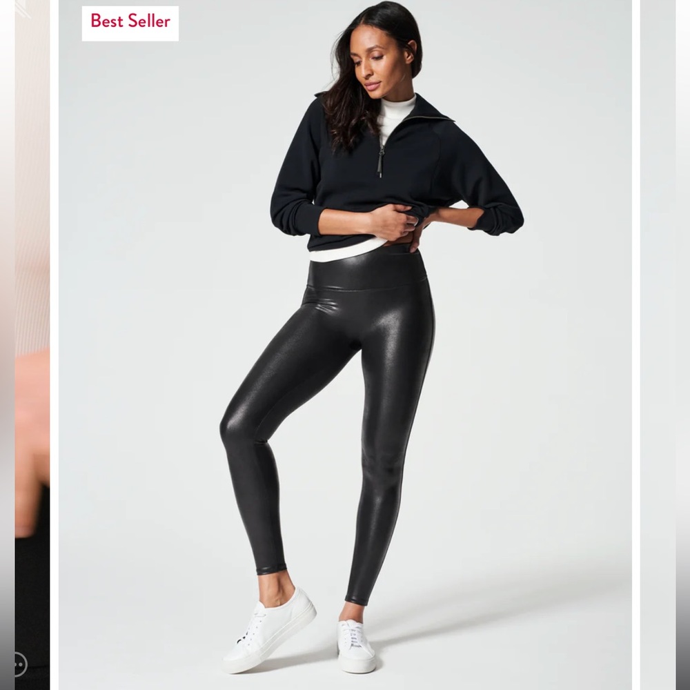 SPANX Black Faux Leather Legging - size small